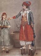 Jean-Etienne Liotard, Dame franque vetue a la turque et sa servante (mk32)